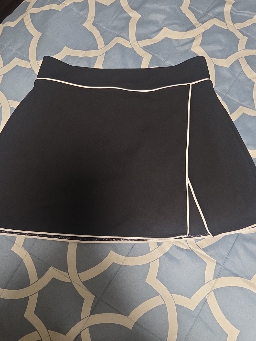 Fabletics Black Skater Skirt with White Piping